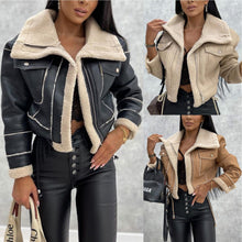 Load image into Gallery viewer, Fall Winter Coat Lamb Wool Short Coat Zipper Machine Car Jacket Women Ti Amo I love you
