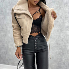 Load image into Gallery viewer, Fall Winter Coat Lamb Wool Short Coat Zipper Machine Car Jacket Women Ti Amo I love you
