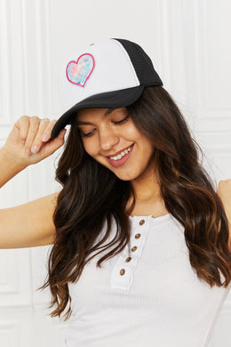 Fame Falling For You Trucker Hat in Black Ti Amo I love you