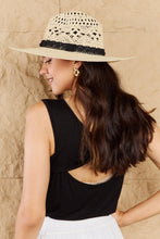 Load image into Gallery viewer, Fame Fight Through It Lace Detail Straw Braided Fashion Sun Hat Ti Amo I love you
