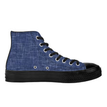 Load image into Gallery viewer, Ti Amo I love you - Exclusive Brand - Light Navy Blue Denim - High Top Canvas Shoes - Black  Soles
