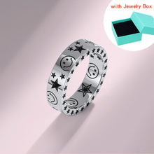 Load image into Gallery viewer, Fashion Trend Star Smiley Face Titanium Steel Couples Rings Ti Amo I love you
