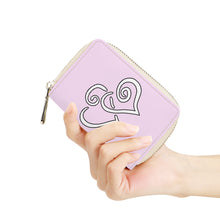 Load image into Gallery viewer, Ti Amo I love you - Exclusive Brand - Carousel Pink - Double White Heart - PU Leather - Zipper Card Holder
