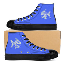 Load image into Gallery viewer, Ti Amo I love you - Exclusive Brand - Neon Blue - Angry Fish - High Top Canvas Shoes - Black  Soles
