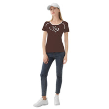 Load image into Gallery viewer, TI Amo I love you - Exclusive Brand - American Mahogany - Double White Heart - Women&#39;s T shirt
