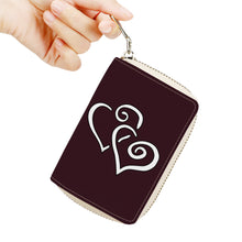 Load image into Gallery viewer, Ti Amo I love you - Exclusive Brand - Tamarind - Double White Heart - PU Leather - Zipper Card Holder
