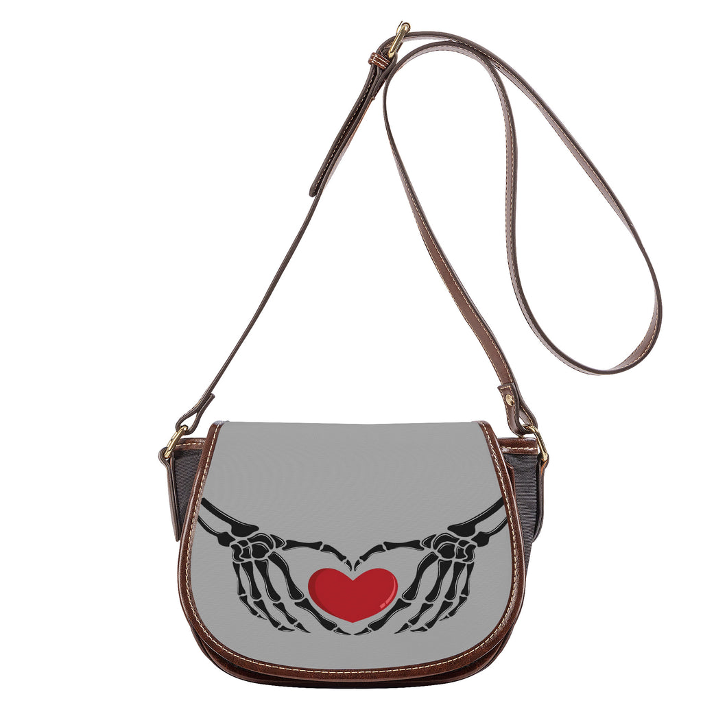 Ti Amo I love you - Exclusive Brand  - Deep Silver Chalice - Skeleton Hands with Heart - Saddle Bag