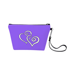 Load image into Gallery viewer, Ti Amo I love you- Exclusive Brand - Heliotrope 3 - Double White Heart - Sling Cosmetic Bag
