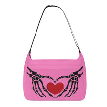 Load image into Gallery viewer, Ti Amo I love you - Exclusive Brand - Persian Pink - Skeleton Heart Hands  -  Journey Computer Shoulder Bag
