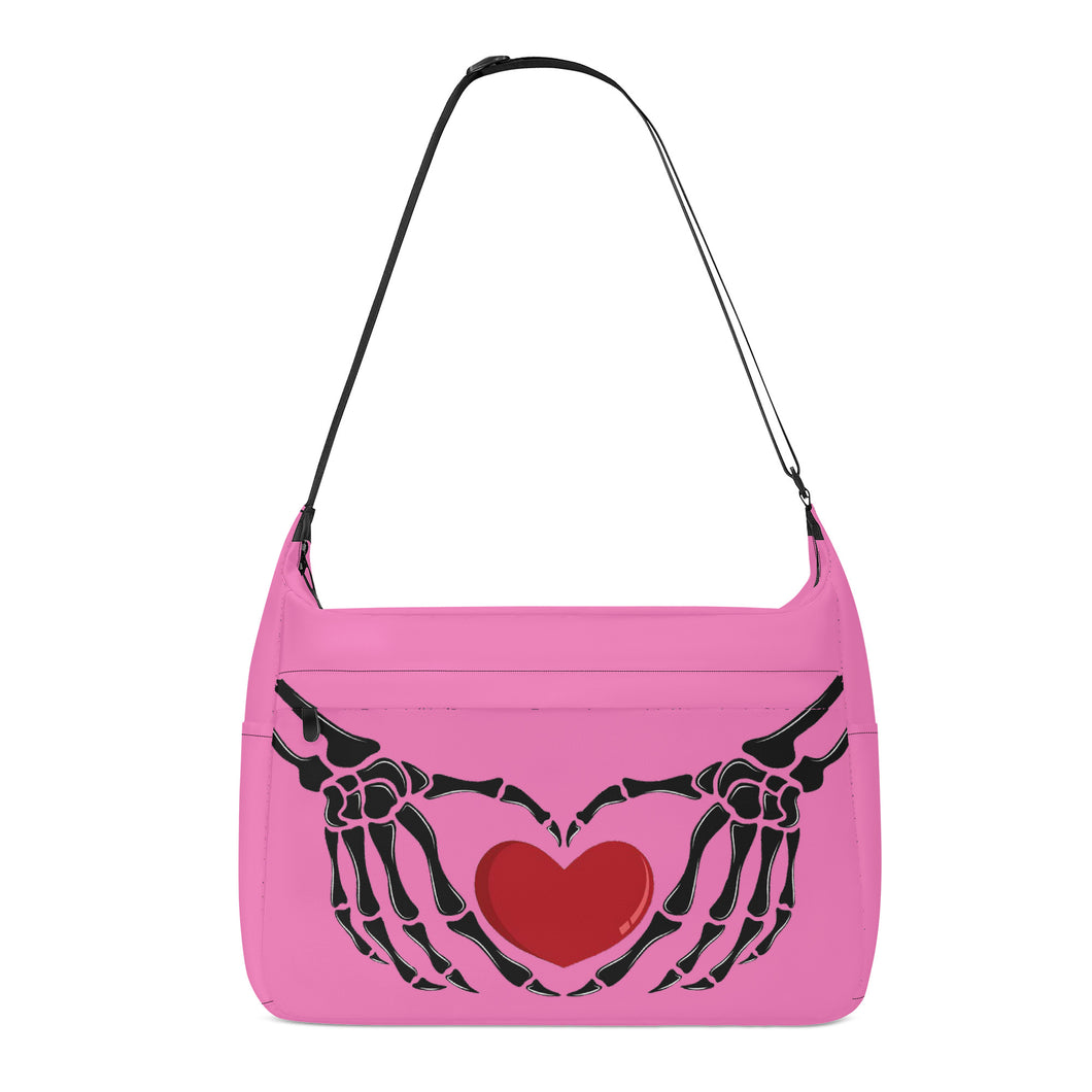 Ti Amo I love you - Exclusive Brand - Persian Pink - Skeleton Heart Hands  -  Journey Computer Shoulder Bag