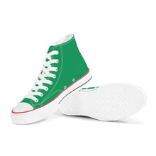 Load image into Gallery viewer, Ti Amo I love you - Exclusive Brand - Shamrock Green - White Daisy - High Top Canvas Shoes - White  Soles
