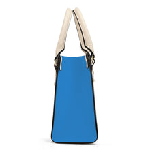 Load image into Gallery viewer, Ti Amo I love you - Exclusive Brand - Curious Blue - Luxury Womens PU Tote Bag - Cream Straps
