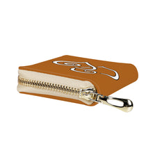 Load image into Gallery viewer, Ti Amo I love you - Exclusive Brand - Light Brown - Double White Heart - PU Leather - Zipper Card Holder
