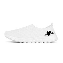 Load image into Gallery viewer, Ti Amo I love you - Exclusive Brand - White - Black Heart - Women&#39;s Mesh Running Shoes - White Soles
