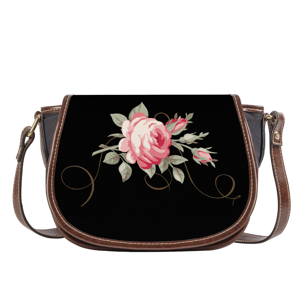 Ti Amo I love you - Exclusive Brand - Black - Rose - Saddle Bag
