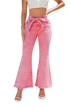 Load image into Gallery viewer, Flare Leg High Waist Front Knot Casual Jeans Ti Amo I love you
