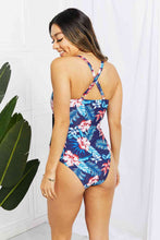 Load image into Gallery viewer, Floral Crisscross Spliced Mesh One-Piece Swimsuit Ti Amo I love you
