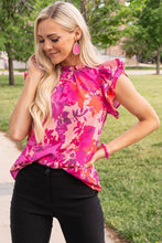 Load image into Gallery viewer, Floral Flutter Sleeves Frilled Neck Blouse Ti Amo I love you
