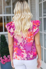 Load image into Gallery viewer, Floral Flutter Sleeves Frilled Neck Blouse Ti Amo I love you
