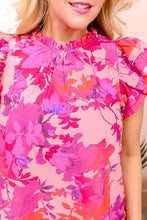 Load image into Gallery viewer, Floral Flutter Sleeves Frilled Neck Blouse Ti Amo I love you
