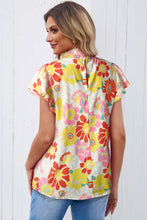 Load image into Gallery viewer, Floral Frill Neck Smocked Flutter Sleeve Blouse Ti Amo I love you
