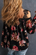 Load image into Gallery viewer, Floral Lace Cold-Shoulder Flounce Sleeve Blouse - Sizes S-L Ti Amo I love you
