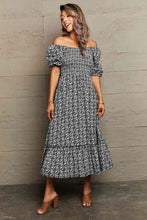 Load image into Gallery viewer, Floral Lace-Up Off-Shoulder Midi Dress Ti Amo I love you
