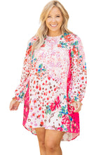 Load image into Gallery viewer, Floral Long Sleeve Plus Size Shift Dress - Sizes 1X-3X Ti Amo I love you
