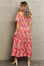 Load image into Gallery viewer, Floral Off-Shoulder Frill Trim Maxi Dress Ti Amo I love you
