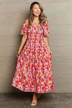 Load image into Gallery viewer, Floral Off-Shoulder Frill Trim Maxi Dress Ti Amo I love you
