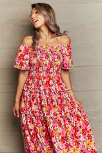 Load image into Gallery viewer, Floral Off-Shoulder Frill Trim Maxi Dress Ti Amo I love you
