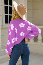 Load image into Gallery viewer, Floral Open Front Fuzzy Cardigan Ti Amo I love you
