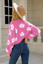 Load image into Gallery viewer, Floral Open Front Fuzzy Cardigan Ti Amo I love you
