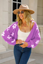 Load image into Gallery viewer, Floral Open Front Fuzzy Cardigan Ti Amo I love you
