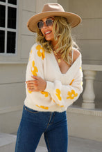 Load image into Gallery viewer, Floral Open Front Fuzzy Cardigan Ti Amo I love you
