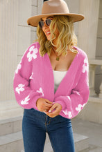 Load image into Gallery viewer, Floral Open Front Fuzzy Cardigan Ti Amo I love you
