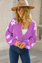 Load image into Gallery viewer, Floral Open Front Fuzzy Cardigan Ti Amo I love you
