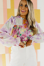 Load image into Gallery viewer, Floral Patchwork Lace Trim Blouse Ti Amo I love you
