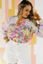 Load image into Gallery viewer, Floral Patchwork Lace Trim Blouse Ti Amo I love you
