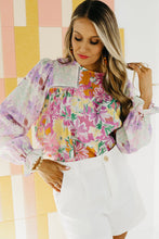 Load image into Gallery viewer, Floral Patchwork Lace Trim Blouse Ti Amo I love you
