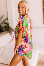 Load image into Gallery viewer, Floral Print Loose Fit V Neck Tunic Blouse Ti Amo I love you
