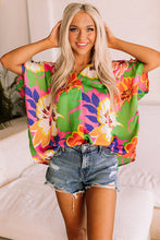 Load image into Gallery viewer, Floral Print Loose Fit V Neck Tunic Blouse Ti Amo I love you
