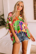 Load image into Gallery viewer, Floral Print Loose Fit V Neck Tunic Blouse Ti Amo I love you
