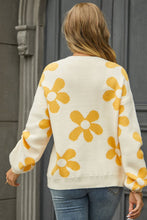 Load image into Gallery viewer, Floral Print Round Neck Dropped Shoulder Pullover Sweater Ti Amo I love you
