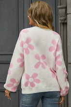 Load image into Gallery viewer, Floral Print Round Neck Dropped Shoulder Pullover Sweater Ti Amo I love you
