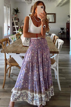 Load image into Gallery viewer, Floral Print Shirred High Waist Maxi Skirt Ti Amo I love you
