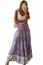 Load image into Gallery viewer, Floral Print Shirred High Waist Maxi Skirt Ti Amo I love you
