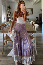 Load image into Gallery viewer, Floral Print Shirred High Waist Maxi Skirt Ti Amo I love you
