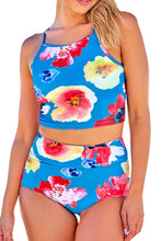 Load image into Gallery viewer, Floral Print Spaghetti Straps Tankini Set Ti Amo I love you
