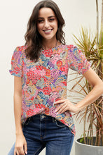 Load image into Gallery viewer, Floral Short Flounce Sleeve Blouse Ti Amo I love you
